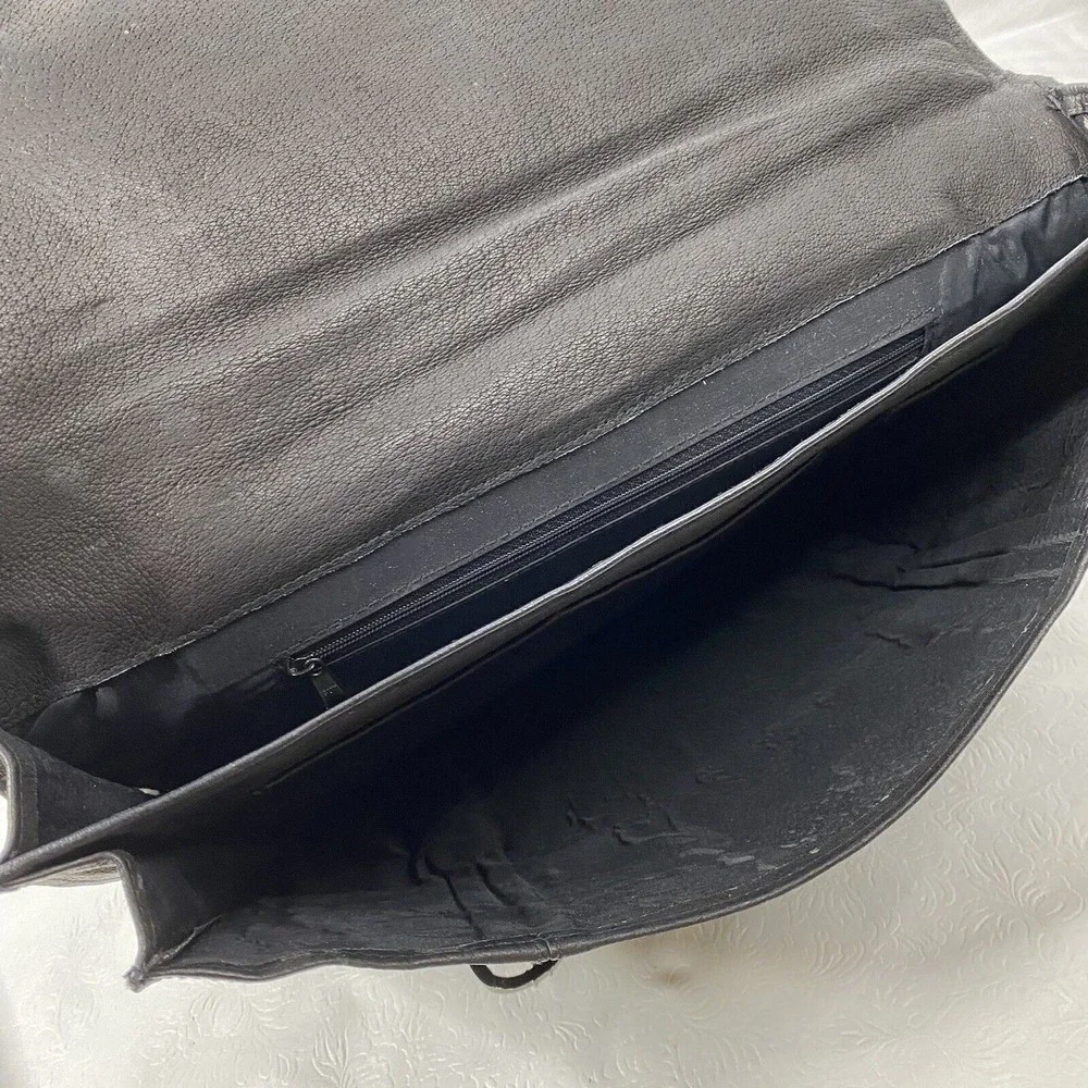 Roma Black Leather Briefcase - Men Bags Briefcases